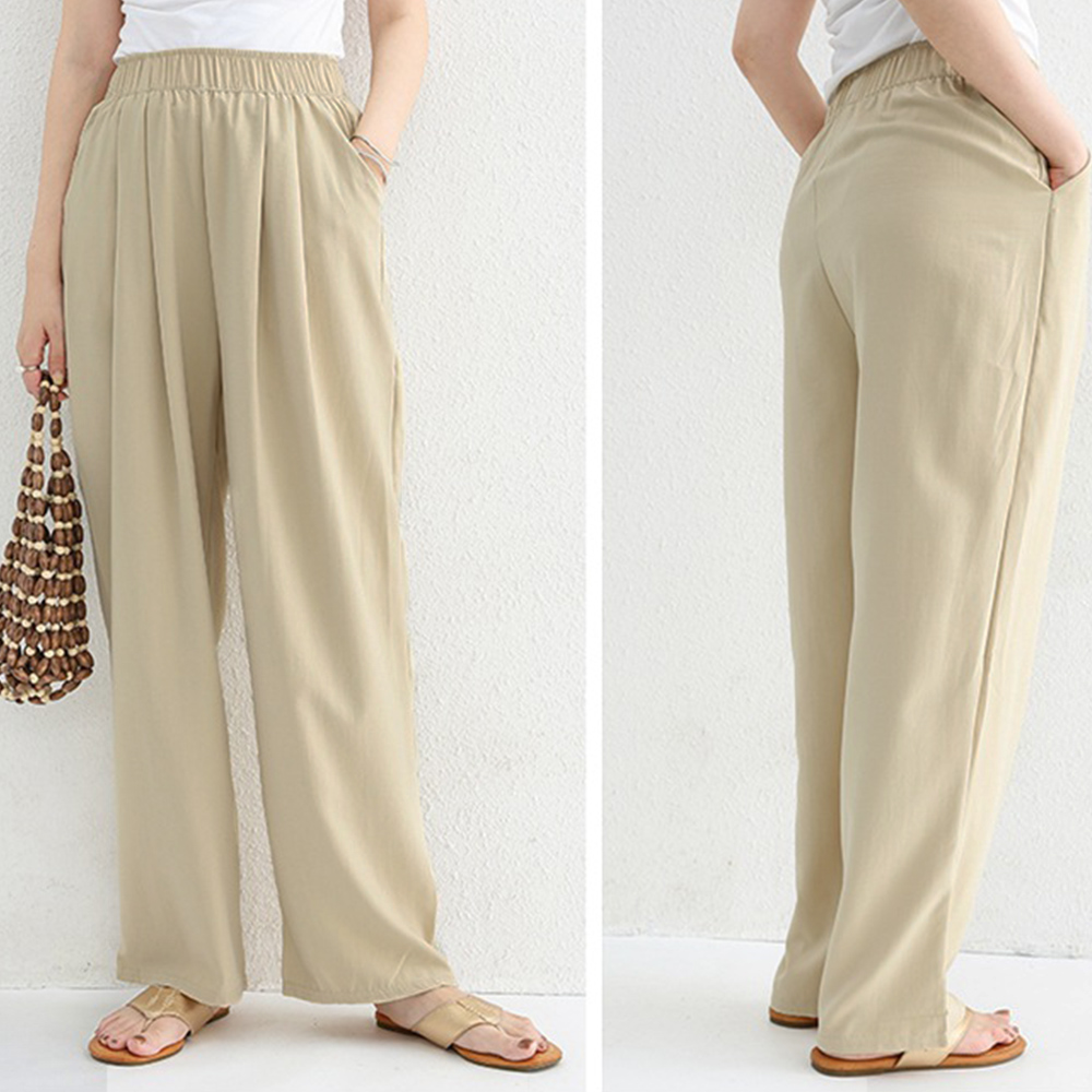 体型カバー ワイドタックパンツ レディース ゆったりパンツ