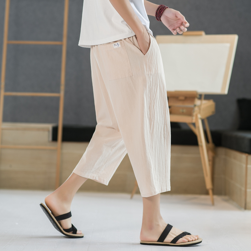 ワイドタックパンツ涼やか麻混ワイドタックパンツ