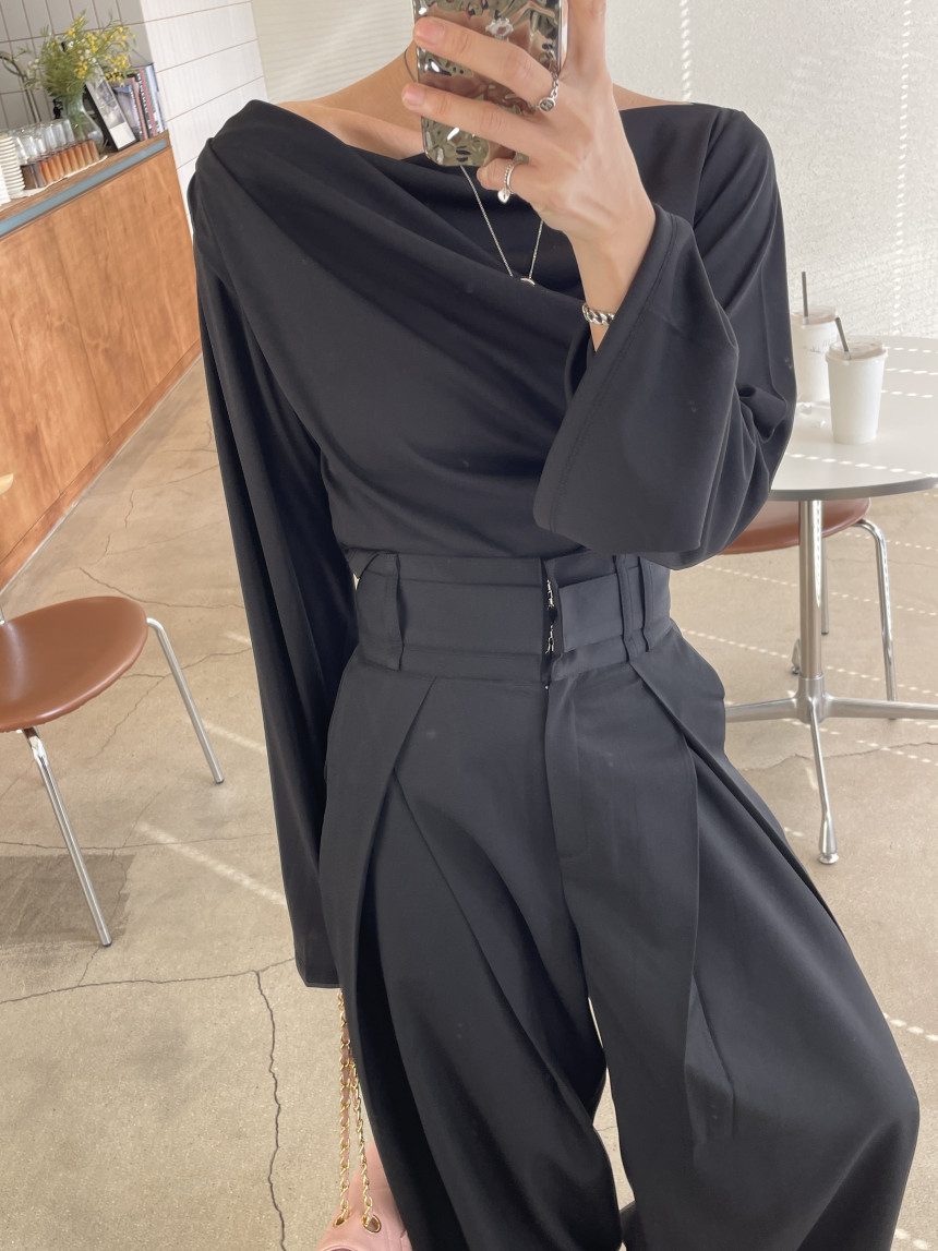 秋冬新作 無地ワイドタックパンツ 韓国風 上品レディース