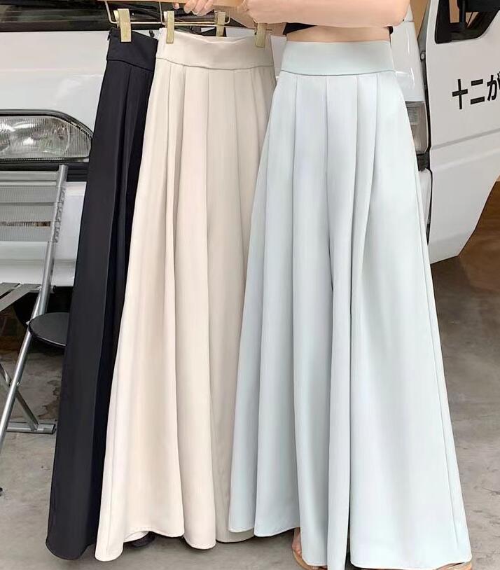 レディース ハイウエスト ワイドタックパンツ 美脚 上品