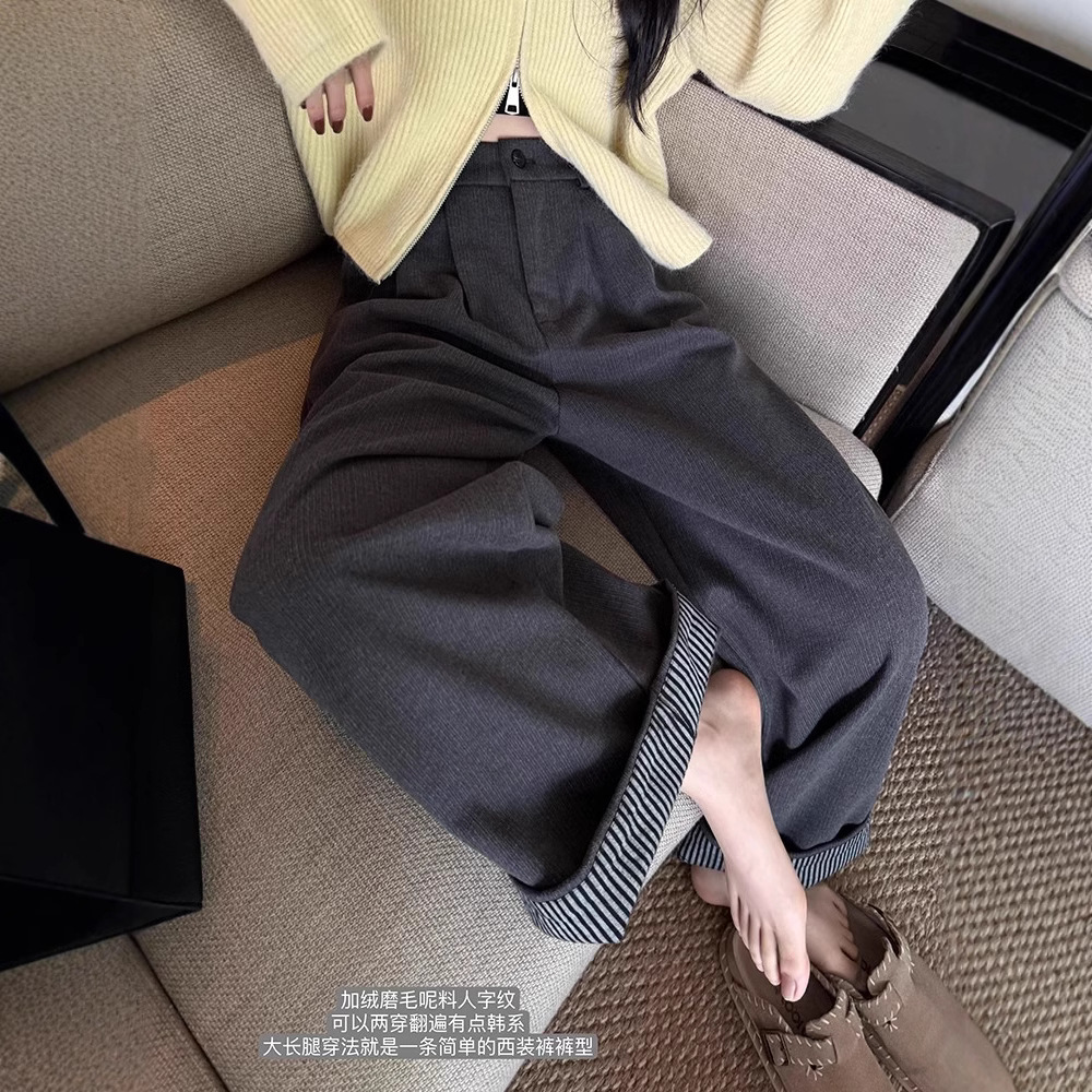 レディース着痩せワイドタックパンツ