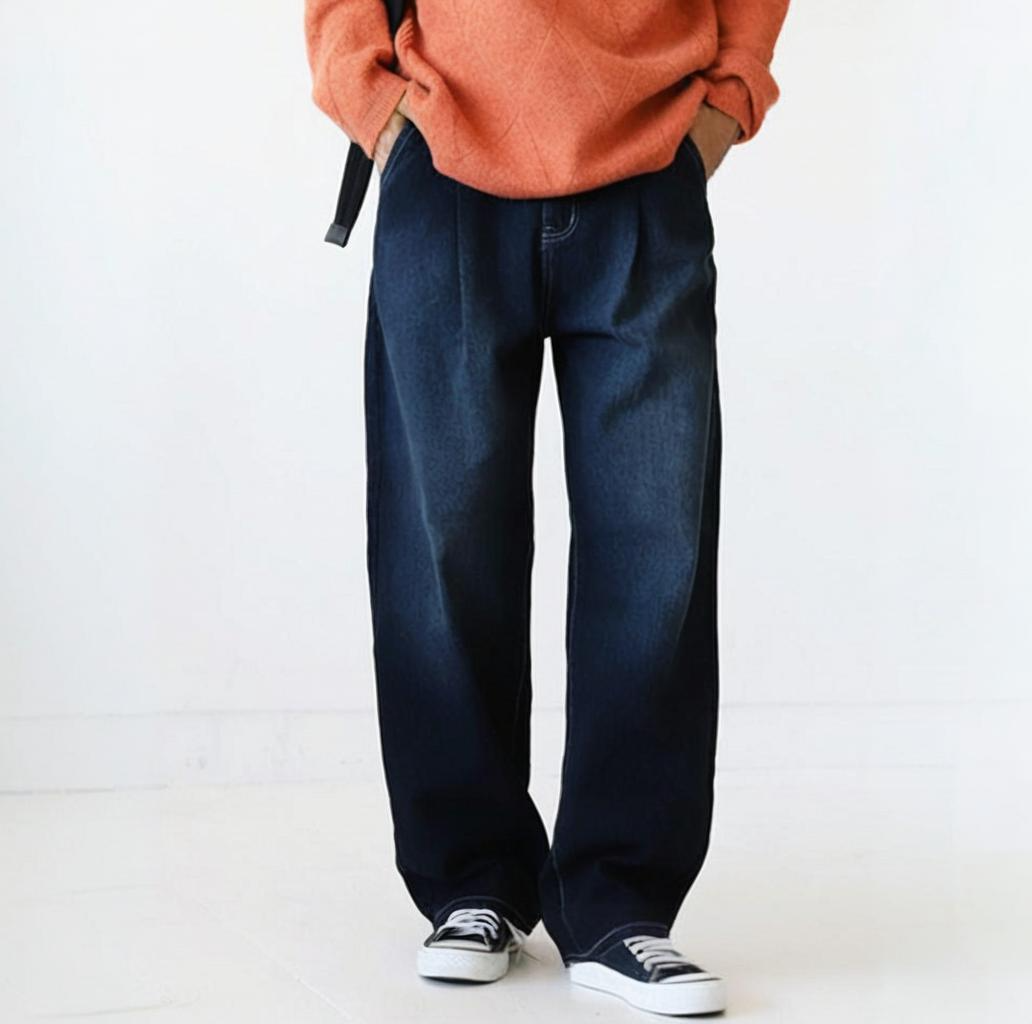 ワイドタックパンツ こなれ感タックデニムパンツ