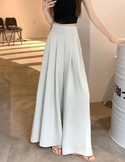 レディース ハイウエスト ワイドタックパンツ 美脚 上品