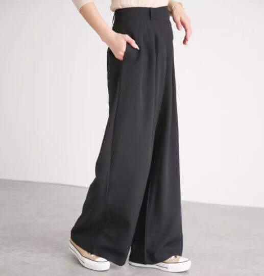 レディース ハイウエスト ワイドタックパンツ 通勤対応