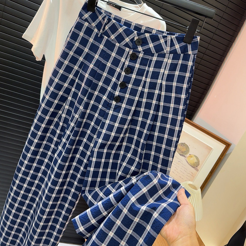 新作チェック柄ワイドタックパンツ