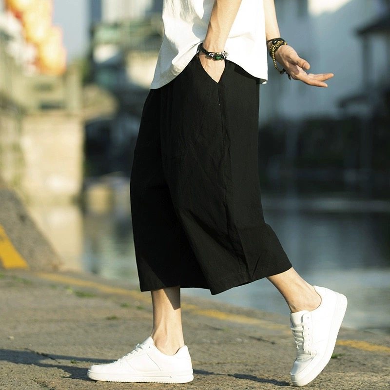 ワイドタックパンツ涼やかリネンワイドタックパンツ