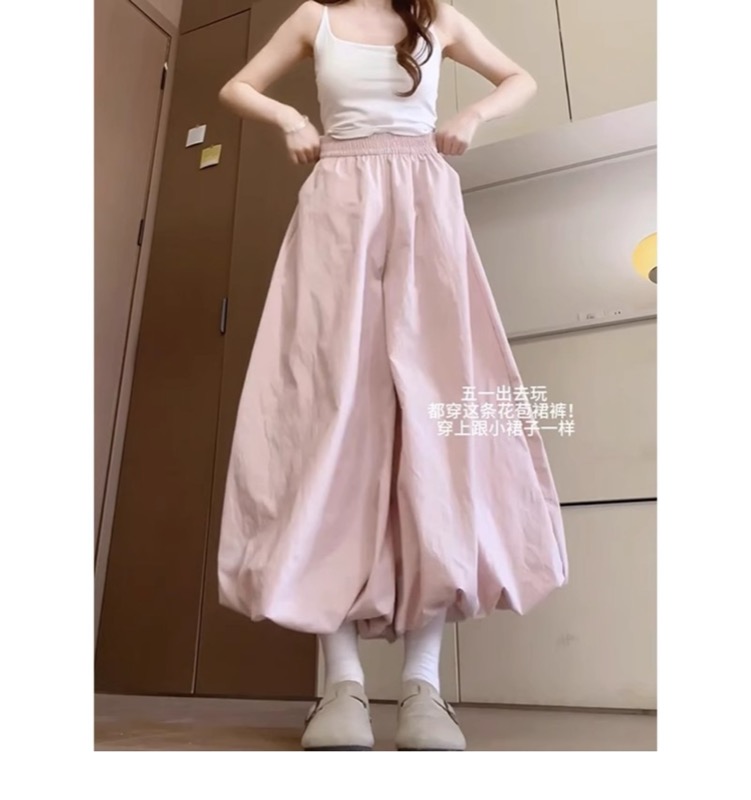 ワイドタックパンツ ベージュ ふんわりぼんたんワイドパンツ レディース