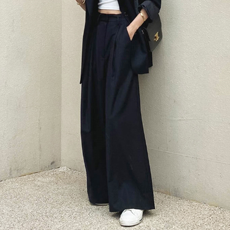 ワイドタックパンツ ハイウエスト 着痩せ レディース ロング丈