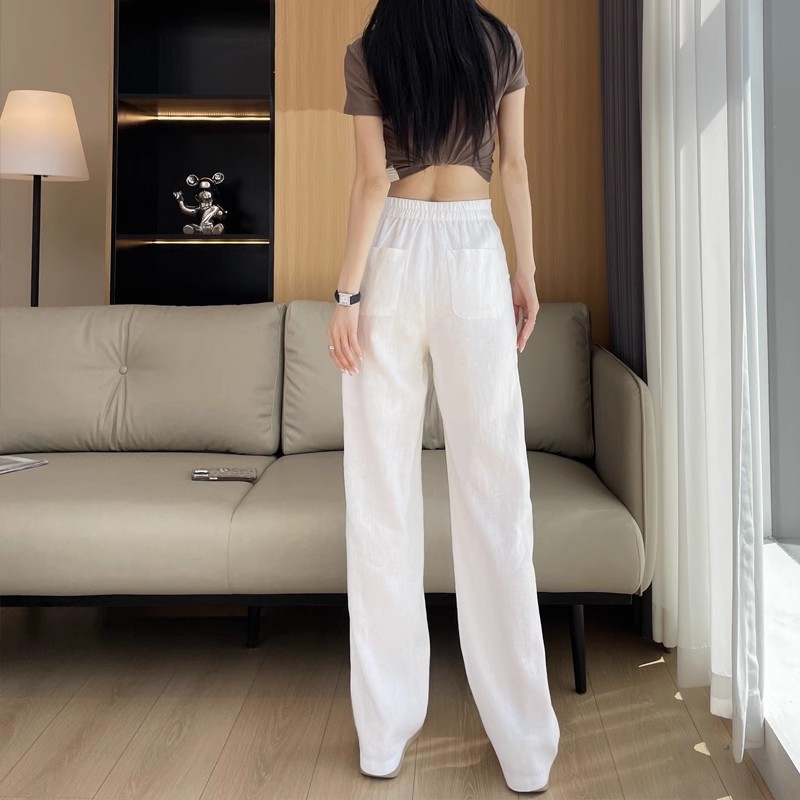 ワイドタックパンツ 涼やかリネンハイウエストワイドパンツ