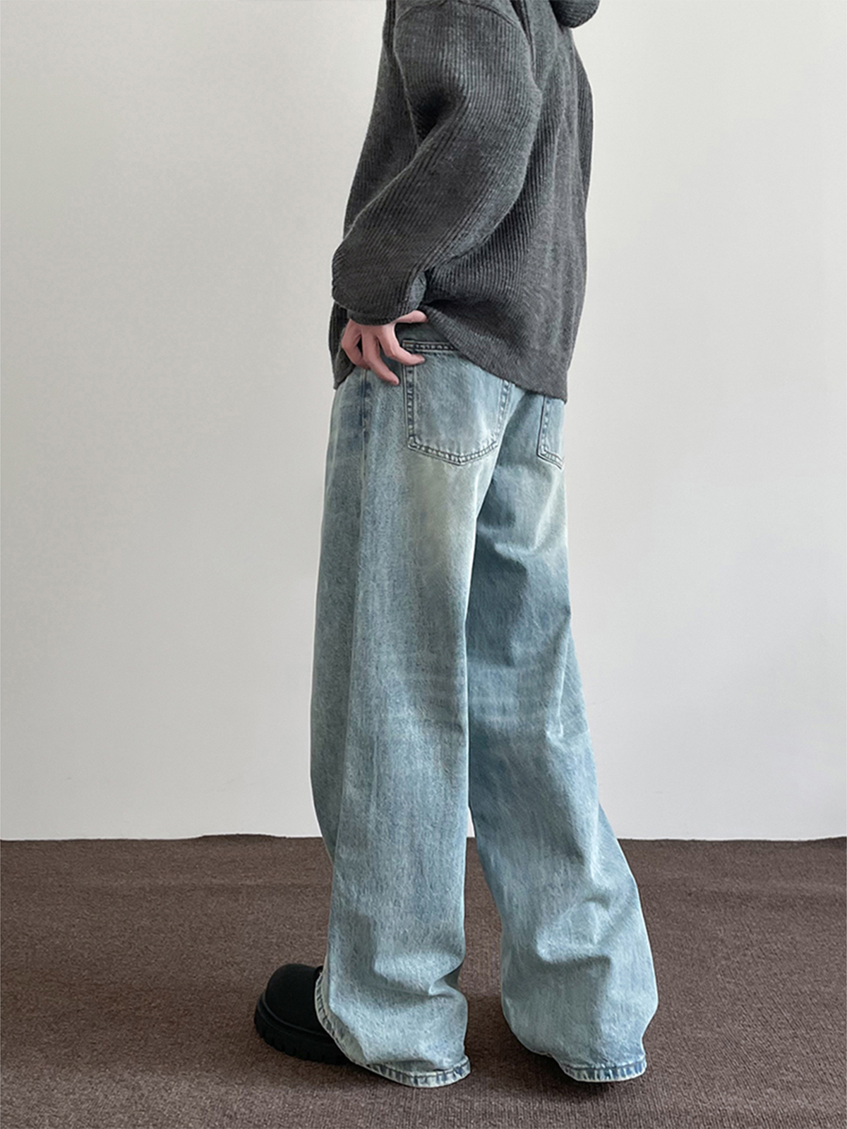 ワイドタックパンツ ゆったりタック入りデニムパンツ