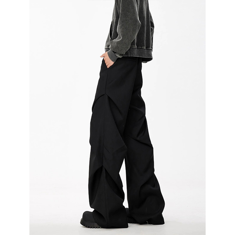 ワイドタックパンツ 立体デザインタックワイドパンツ