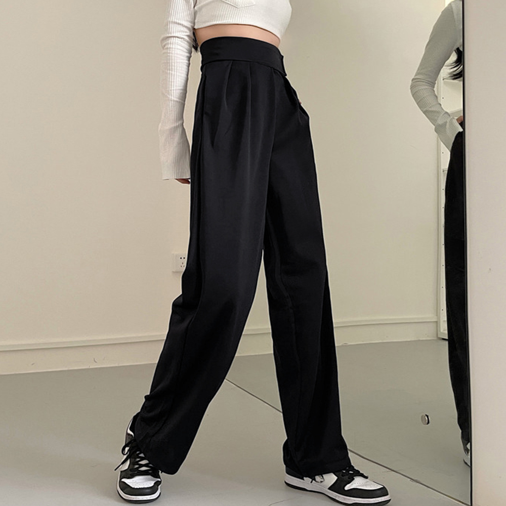 ハイウエストワイドタックパンツ マジックテープ付き