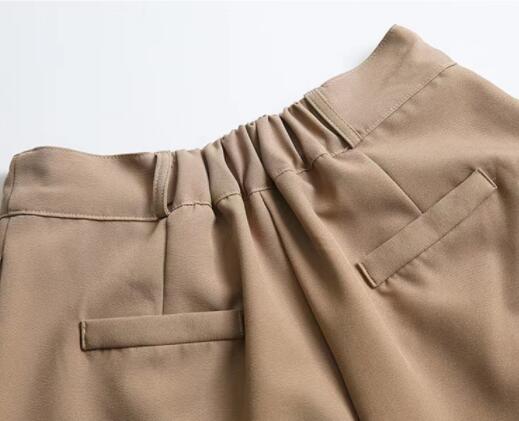 レディース ハイウエスト タックワイドパンツ 通勤対応 ベージュ