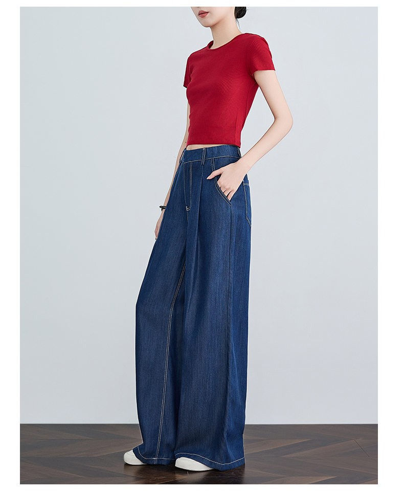 ワイドタックパンツ 上質デニムワイドタックパンツ