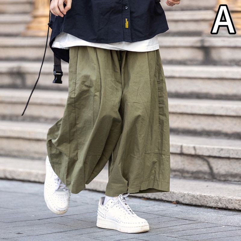 ワイドタックパンツ 白シューズに合う ハイウエスト ワイドパンツ 7分丈