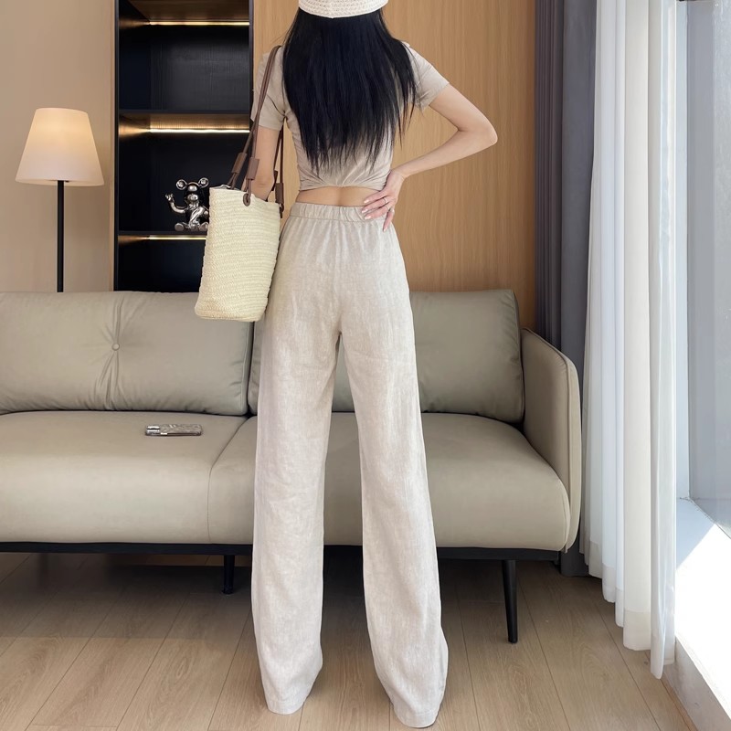 ワイドタックパンツ 涼やかな風合いのリネンワイドパンツ