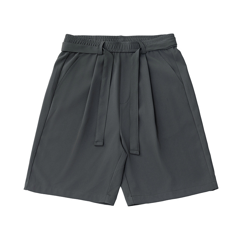 ワイドタックパンツ 紐付きゆったりショートパンツ