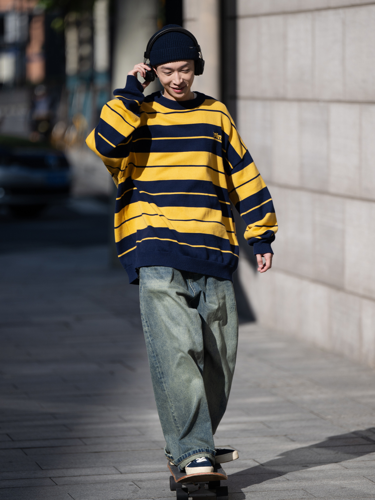 ワイドタックパンツ ゆったりシルエットデニムパンツ