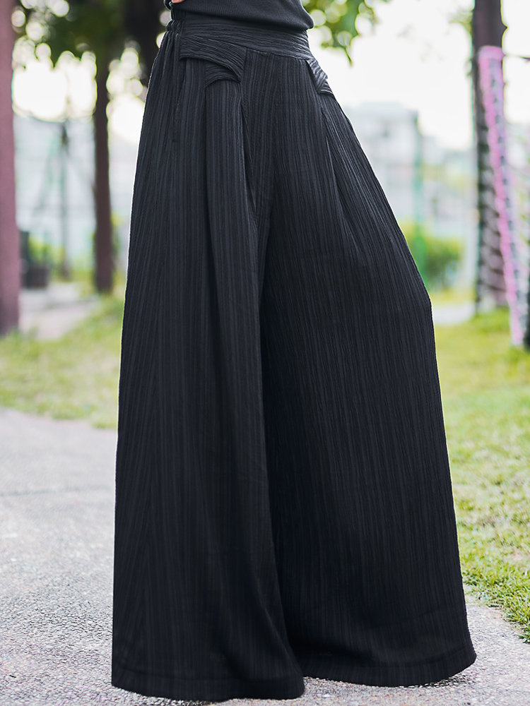 ワイドタックパンツ 優雅なプリーツタックワイドパンツ