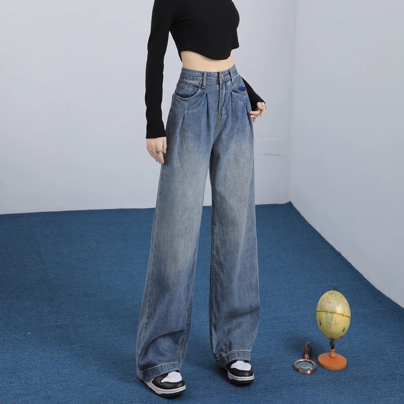ワイドタックパンツ ゆったりシルエットタックデニム