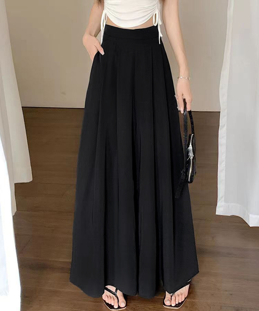 ワイドタックパンツ タック入りワイドパンツ スカート見えフレア