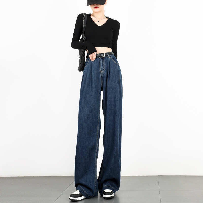 ワイドタックパンツ ハイウエストルーズタックデニムパンツ