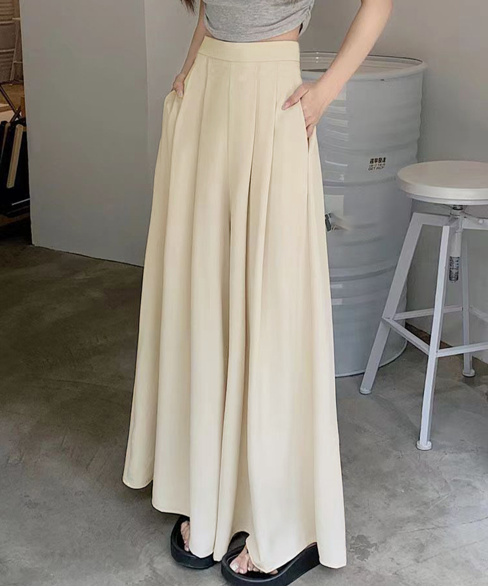 ワイドタックパンツ タック入りワイドパンツ スカート見えフレア