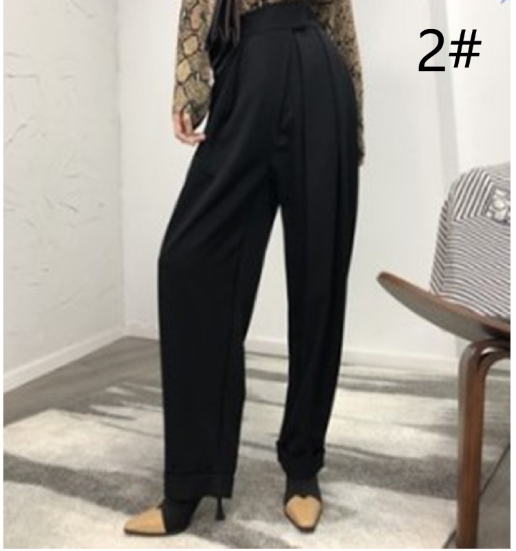 ハイウエストワイドタックパンツ レディース着痩せロング丈