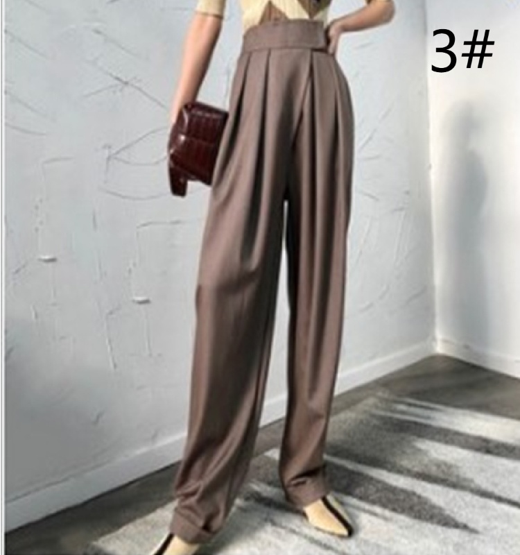 ハイウエストワイドタックパンツ レディース着痩せロング丈