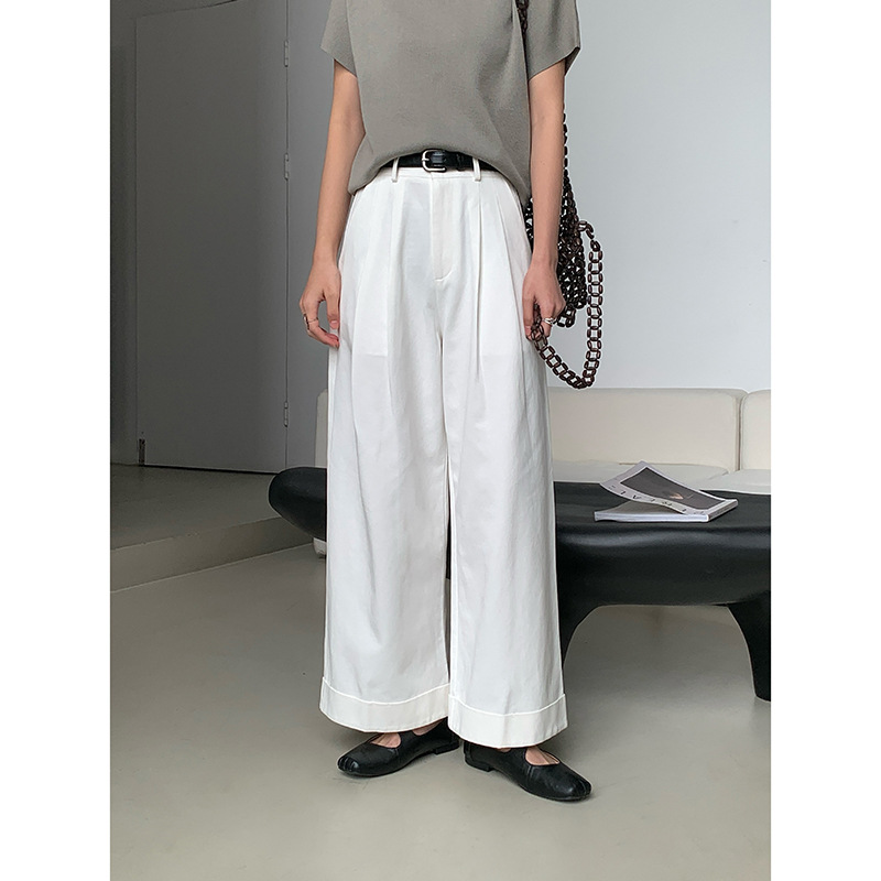 ワイドタックパンツ 上質リネン風ワイドタックパンツ