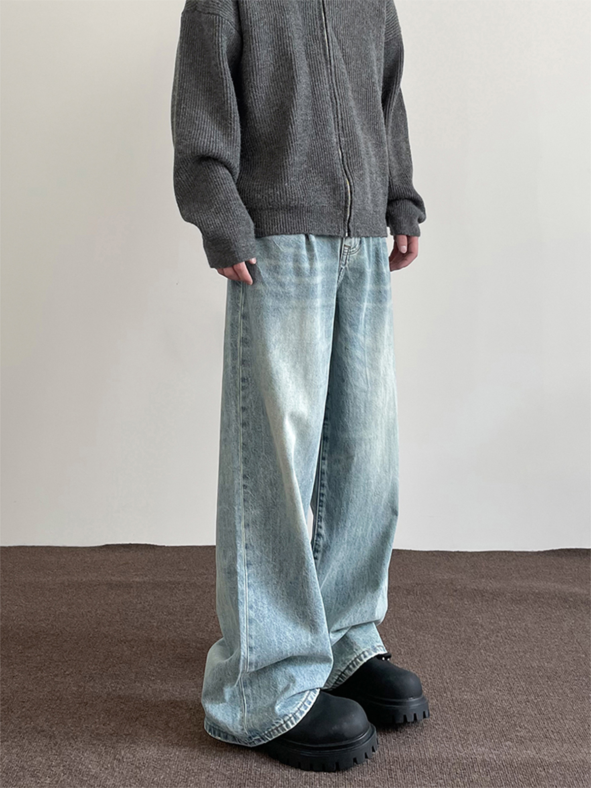 ワイドタックパンツ ゆったりタック入りデニムパンツ