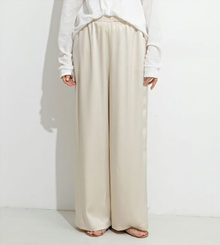 ゆったりワイドタックパンツ ウエストゴム ハイウエスト