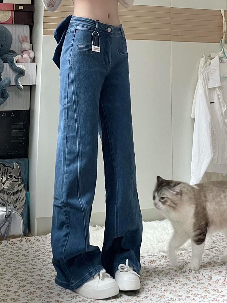 ワイドタックパンツ バックリボンフレアデニムパンツ