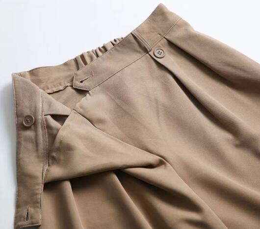 レディース ハイウエスト タックワイドパンツ 通勤対応 ベージュ