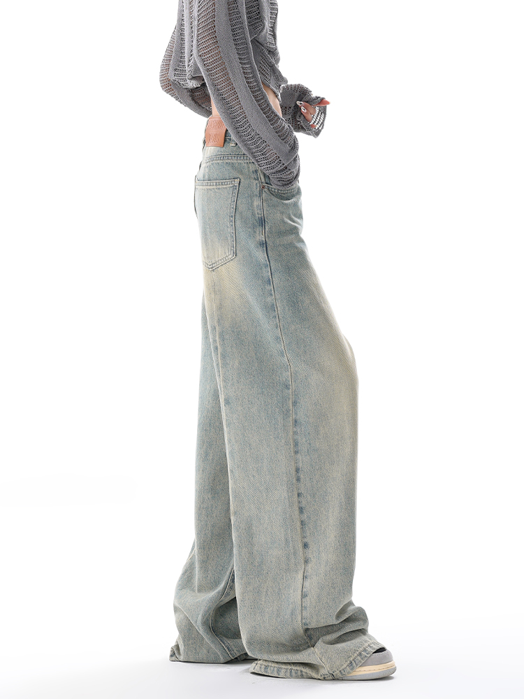 ワイドタックパンツ ゆったりシルエットデニムパンツ