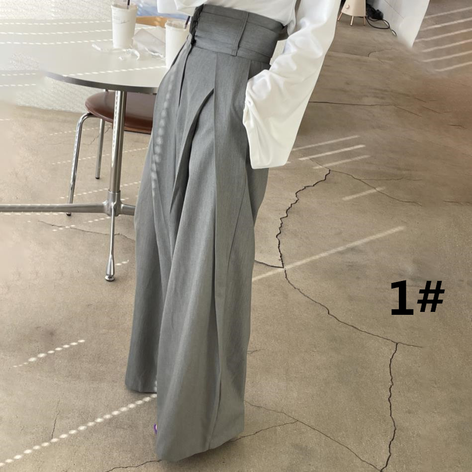 ハイウエスト タックワイドパンツ レディース 秋冬 上品 きれいめ グレー