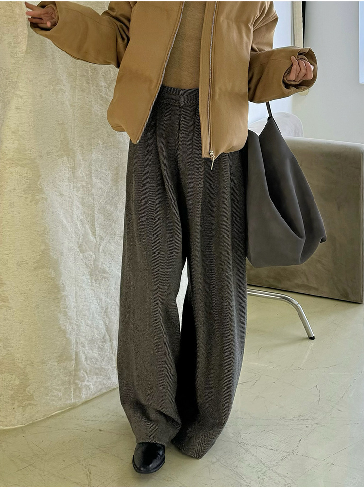 ワイドタックパンツ ゆったりストレッチタックワイドパンツ