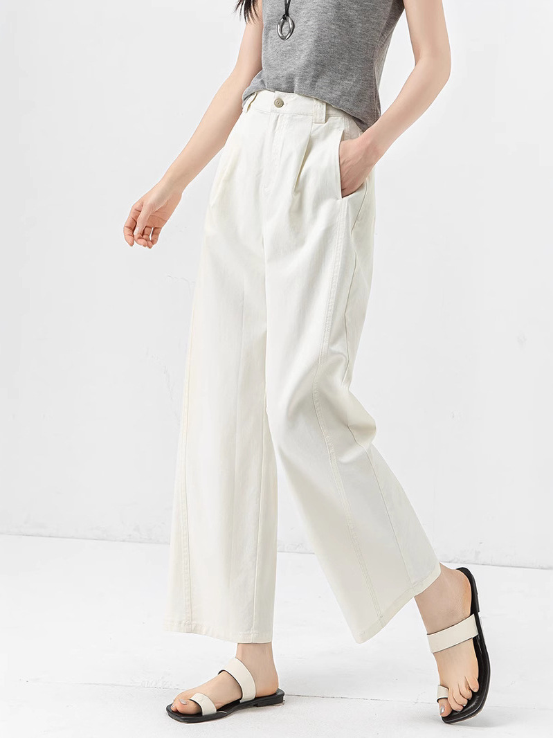 ワイドタックパンツ 上品なストレートシルエットパンツ