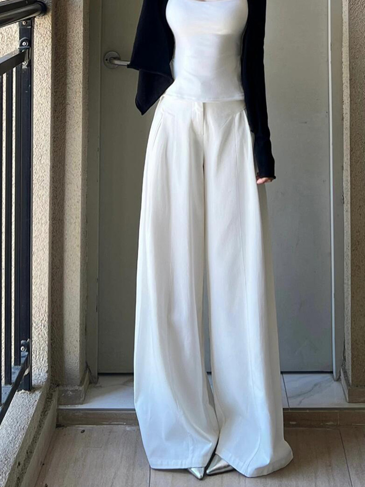 ワイドタックパンツ 優雅なドレープシルエットパンツ