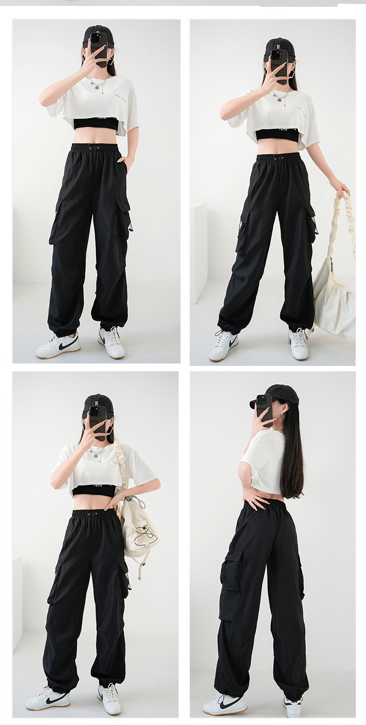 ワイドタックパンツ ゆったり多機能カーゴワイドパンツ