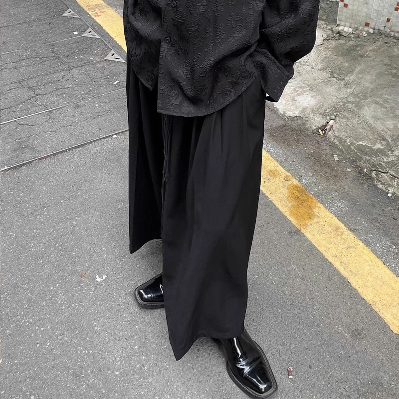 ワイドタックパンツ 黒 ゆったりタック入り ワイドパンツ ユニセックス