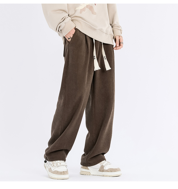 ワイドタックパンツ ゆったり楽らくコーデュロイタックパンツ