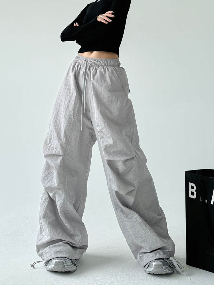 ワイドタックパンツ ゆったりドローストリング風合いパンツ