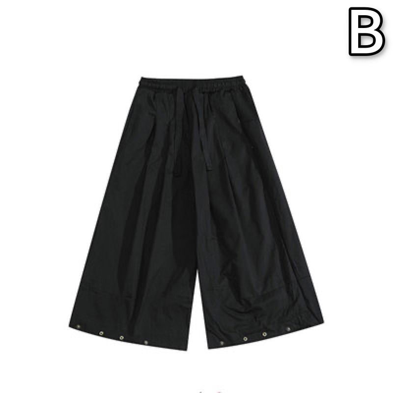 ワイドタックパンツ 白シューズに合う ハイウエスト ワイドパンツ 7分丈
