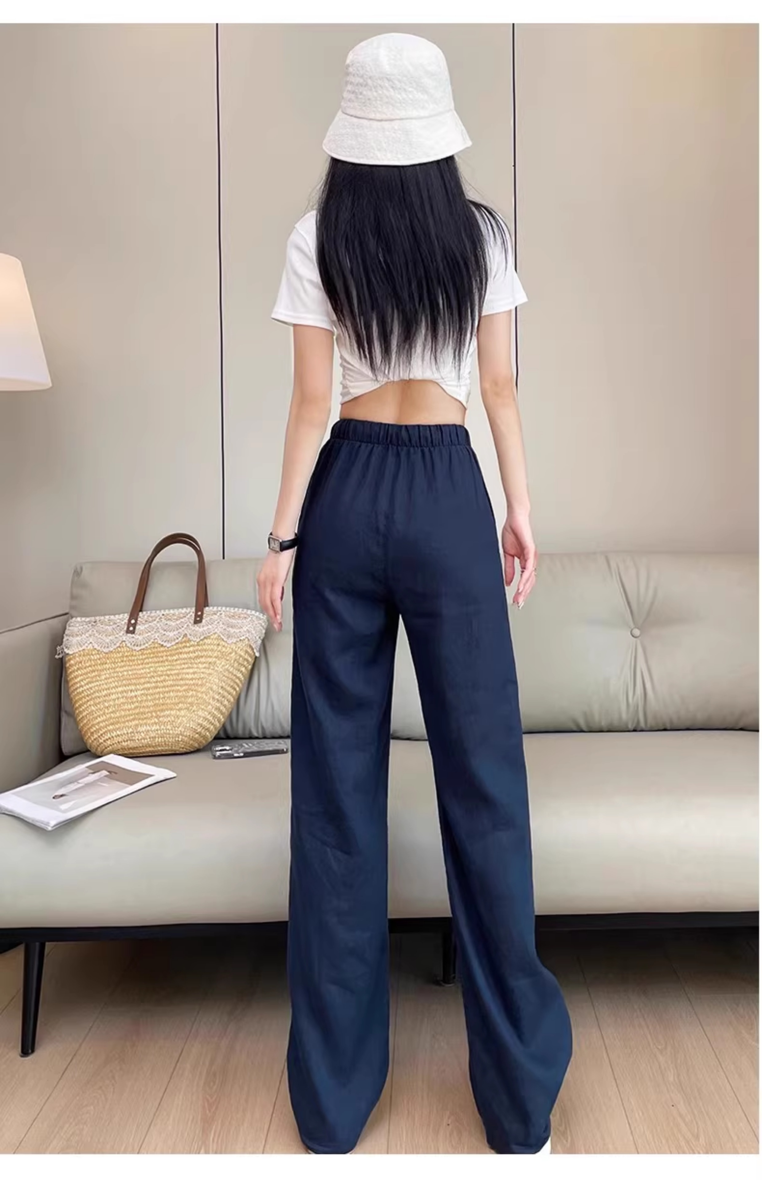 ワイドタックパンツ 涼やかな風合いのリネンワイドパンツ