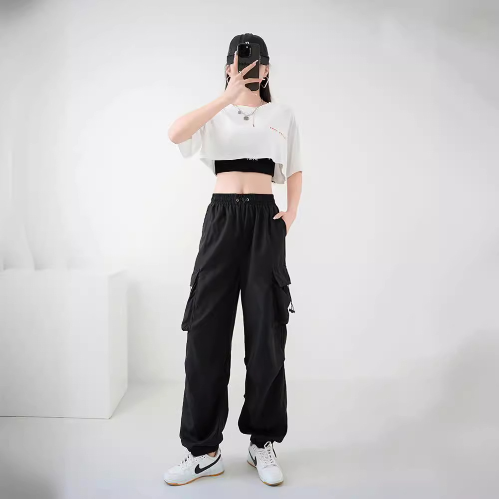 ワイドタックパンツ ゆったり多機能カーゴワイドパンツ