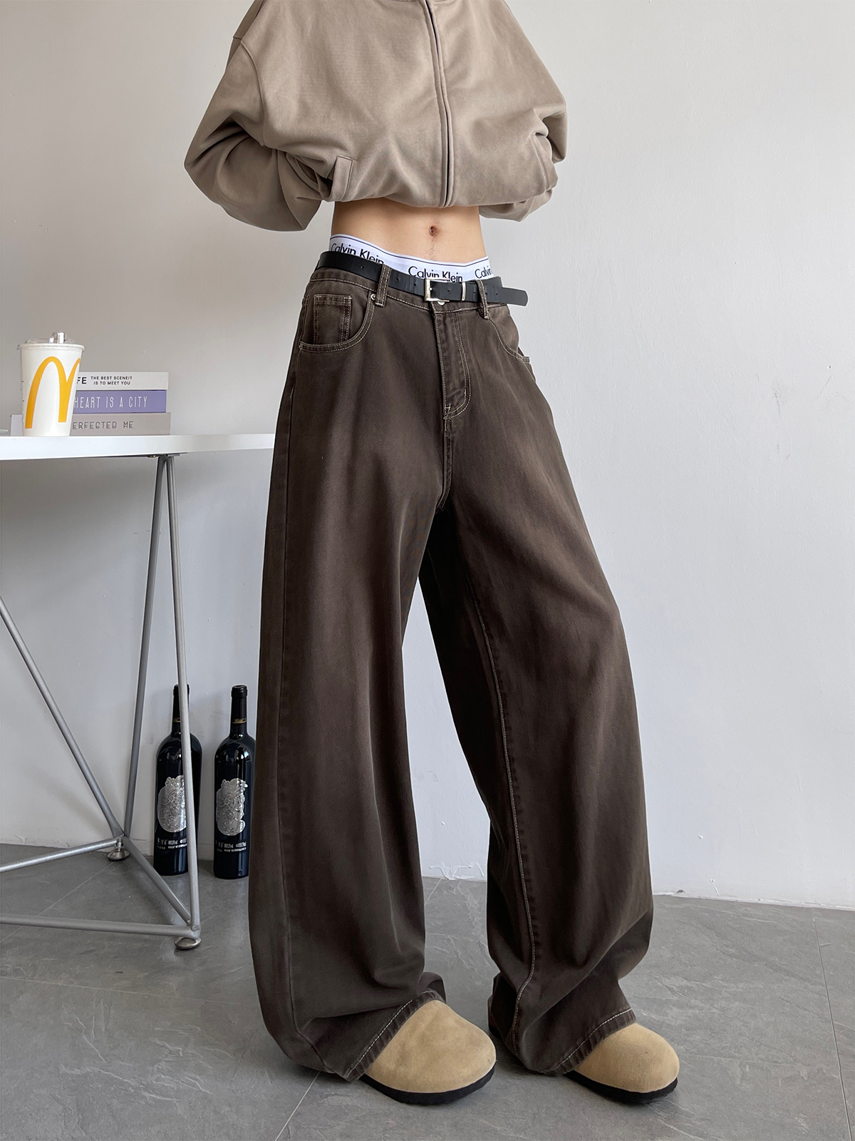 ワイドタックパンツ ゆったりシルエットタックワイドパンツ