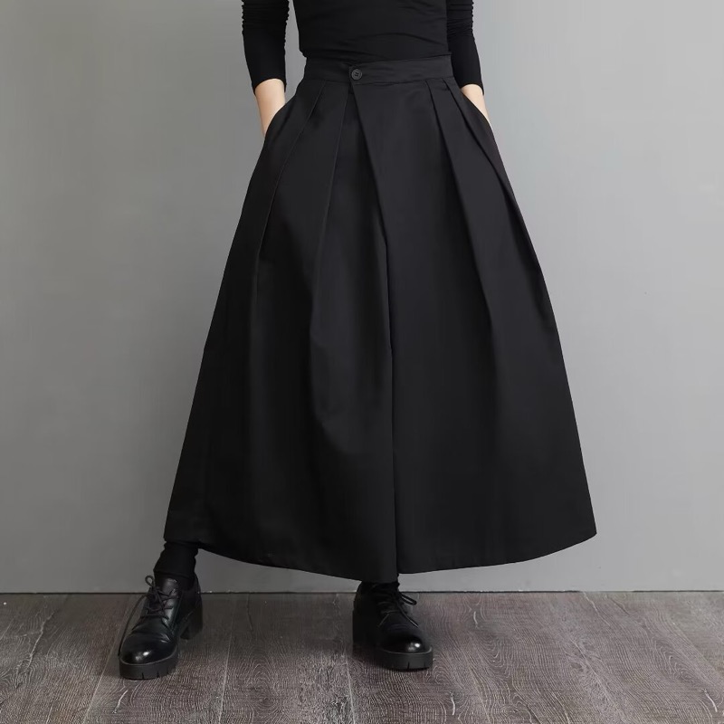 ワイドタックパンツ 黒 ワイドタック スカートパンツ ユニセックス