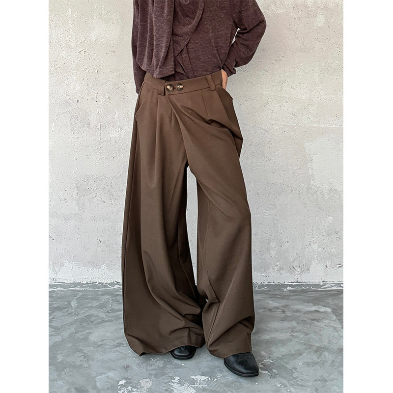 ワイドタックパンツ ハイウエストタック入りゆったりワイドパンツ