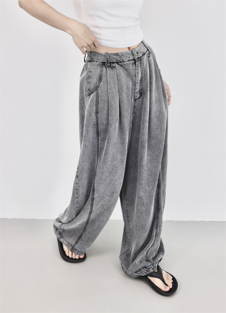 ワイドタックパンツ ゆったりドレープデニムパンツ